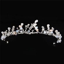 Bridal Crown with Pearls and Crystals, Handmade Wedding Tiara Comb, Elegant Vintage Headband