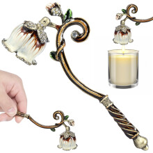 Candle Snuffer with Long Handle Metal Extinguisher for Safely Putting Out Flames Vintage White 1PCS