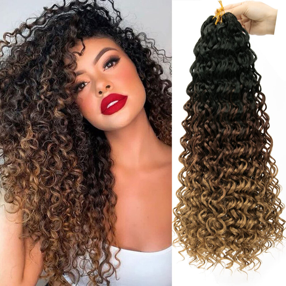 Unisex Crochet Braiding Hair Extensions 18 Inch Ombre Water Wave Senegalese Twist