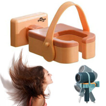 Hair Dryer Holder Wall Mounted No Drill 360 Rotatable Hands Stand with Wire Storage