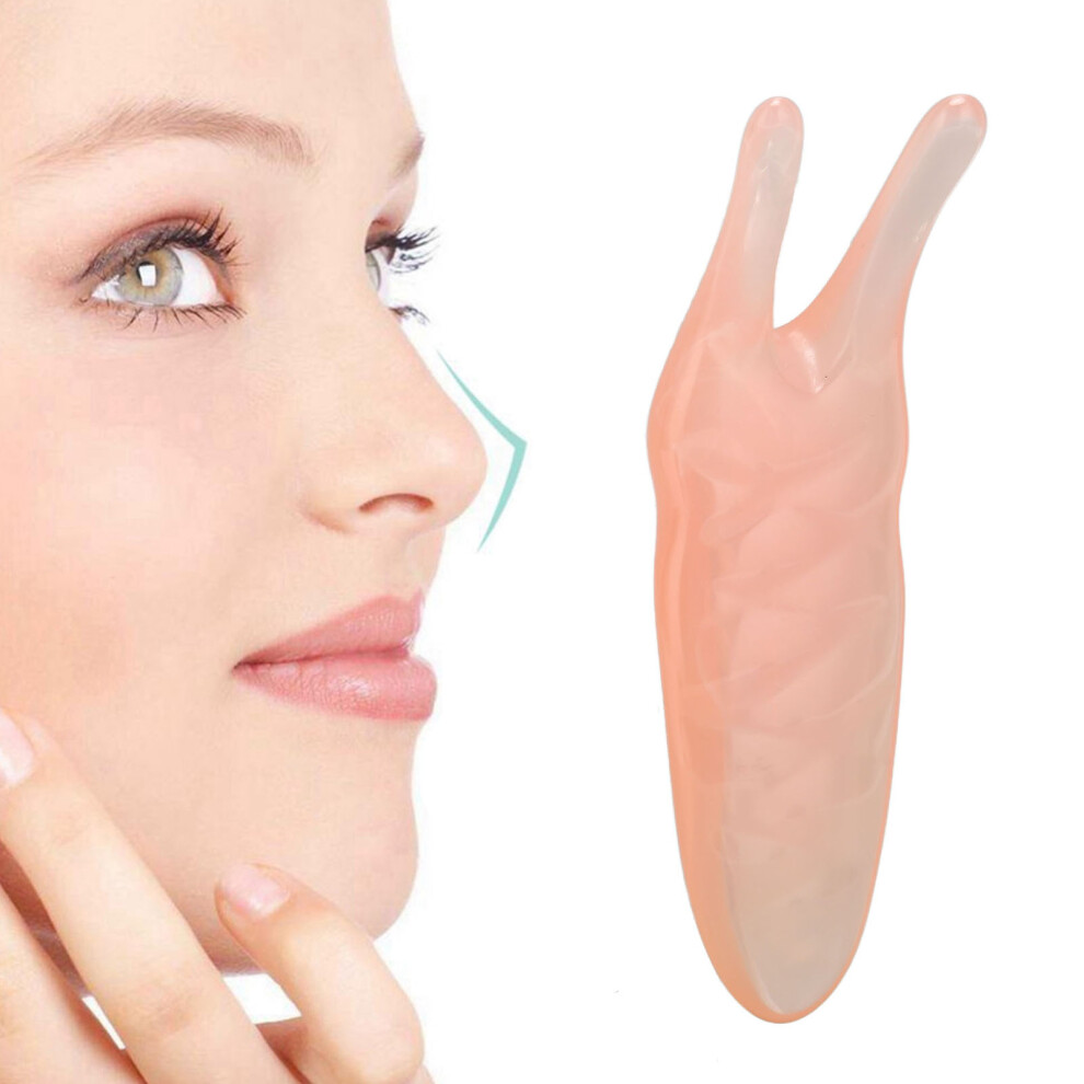 Pink Gua Sha Facial Tool with Rounded Corners for Nose Massage, Beeswax