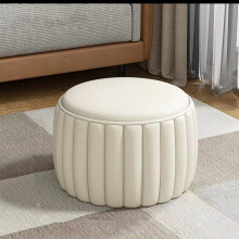 Brown Faux Leather Ottoman Footstool with Shoe Storage, Waterproof Easy Clean Seat for Living Room