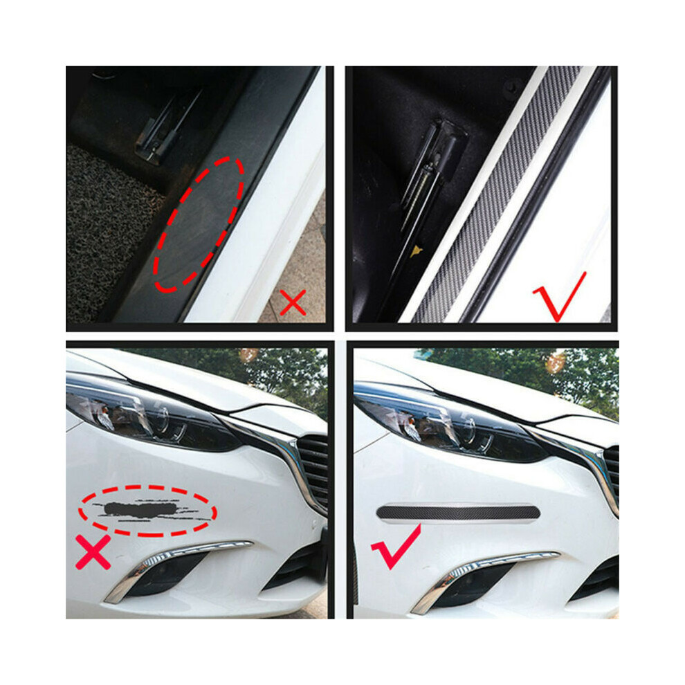 Vehicle Door Sill Scuff Plate Cover Vinyl Sticker Carbon Fiber Look Accessories 7891382149677