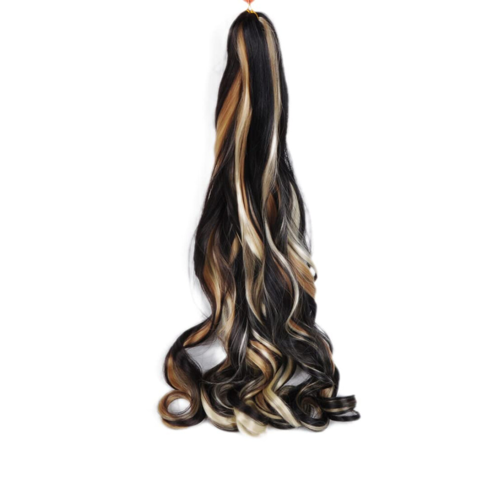 Unisex Black 26 Inch Crochet Braiding Hair Ombre Curly Faux Locs Extensions Prelooped Easy Install For Women
