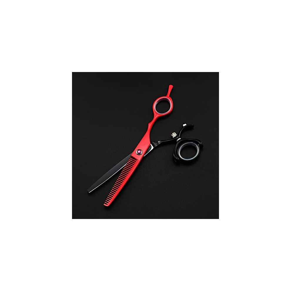 Red Hair Cutting Scissors 6 Inch Japanese Steel Ergonomic Thinning Shears With Precision Blades