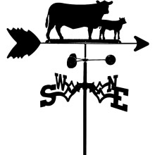 Metal Cow and Calf Weather Vane for Roof, Rustic Garden Wind Vane Outdoor Farmhouse Decoration
