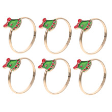 6pcs Christmas Napkin Rings Set with Santa Reindeer Snowflake Design for Holiday Table Decor