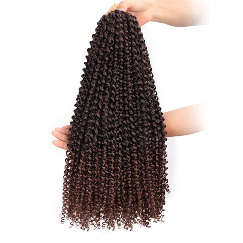 Unisex 18 Inch Curly Faux Locs Crochet Hair, Synthetic Ombre Braiding Hair Extensions T1b30 Prelooped
