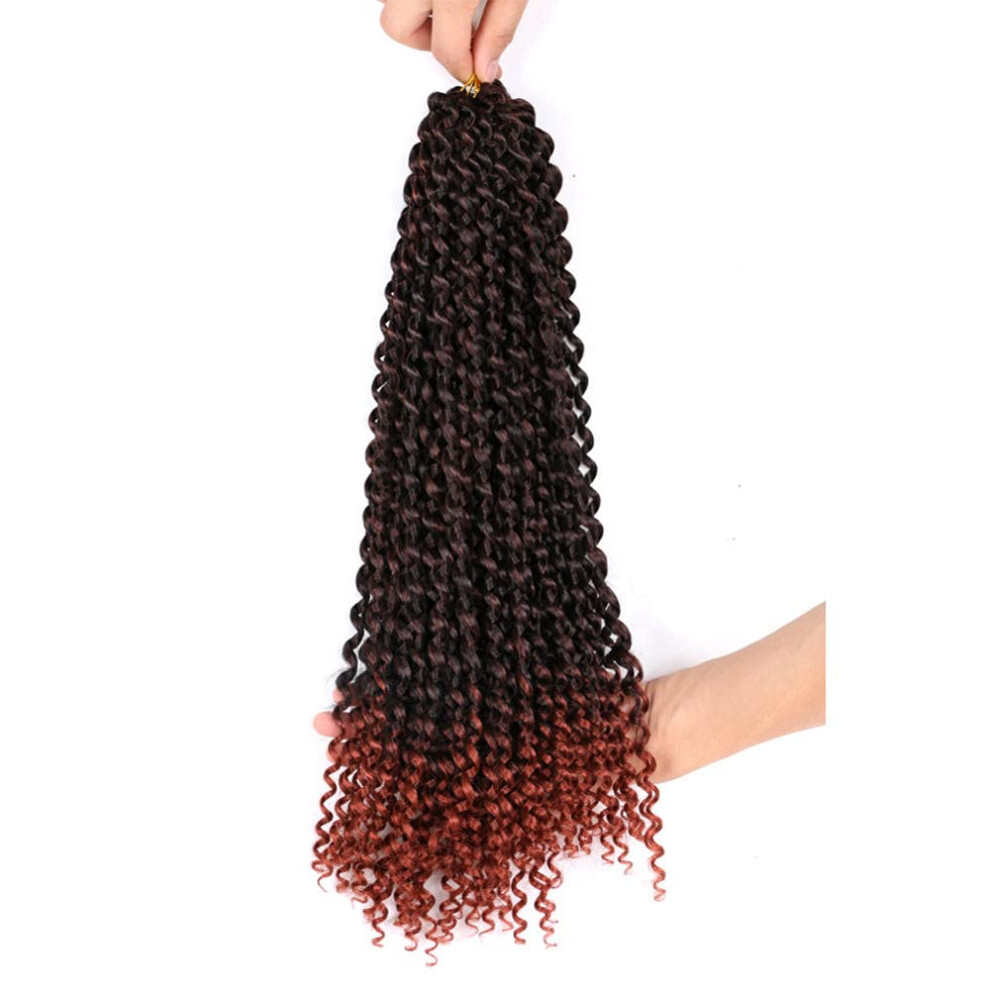 Unisex 18 Inch Synthetic Braided Wig Crochet Hair Extensions T1b/350 Water Wave Natural Texture