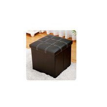 Ottoman Storage Bench Faux Leather Footstool with Lid 38x38cm Large Foldable Water Resistant Seat