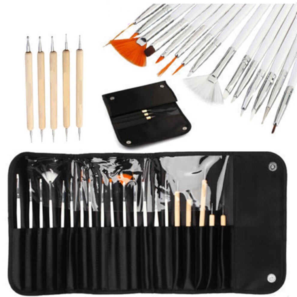 Innovative Nail Art Brushes, Water-Resistant Dotting Tools, Set of 20 for Salon-Ready Manicures, Travel Makeup Brushes Included for Ultimate