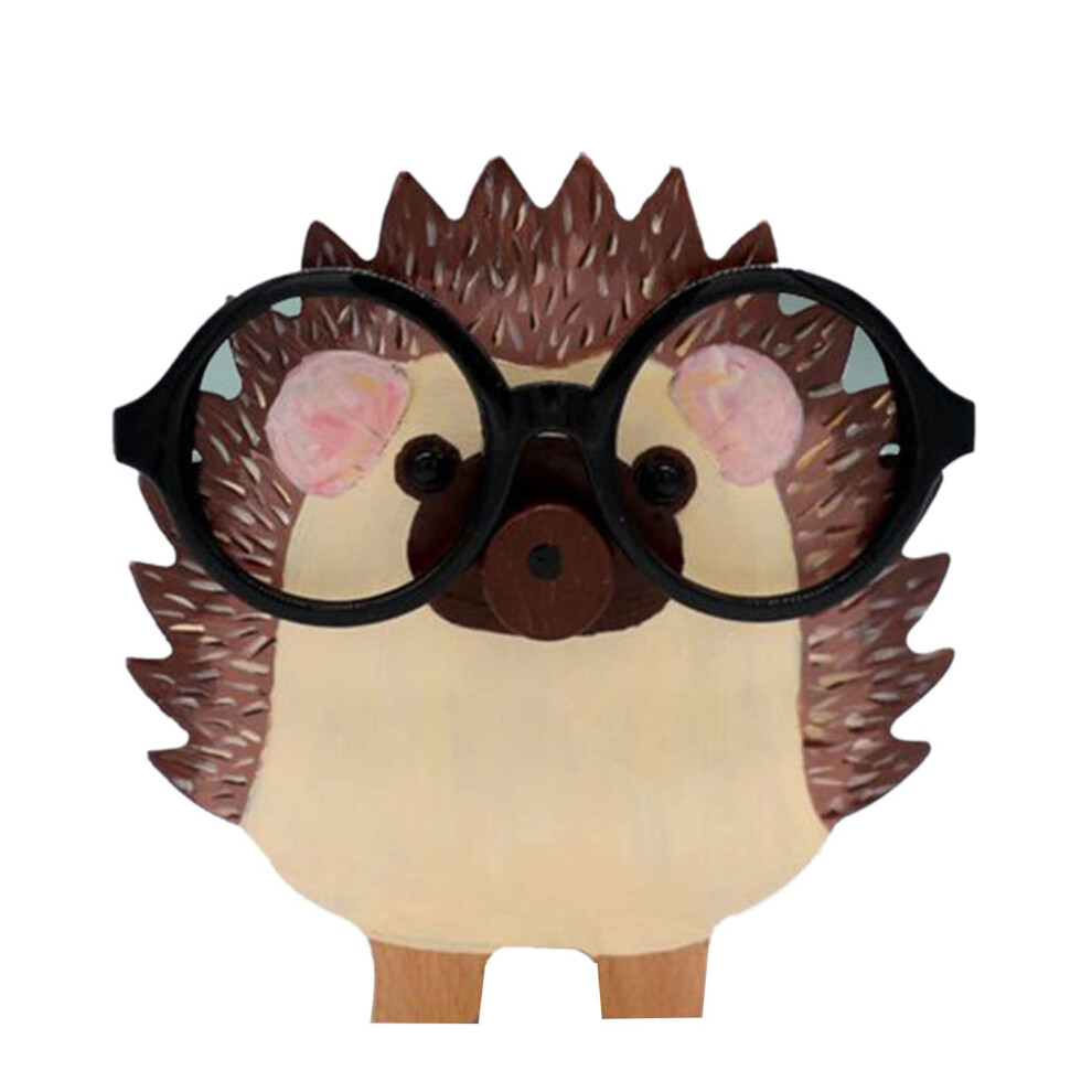 Wooden Eyeglass Holder with Unique Hedgehog Design, Cute Animal Glasses Stand for Desk or Bedside