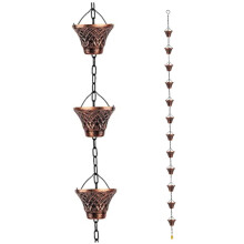 Rain Chain with 12 Cups 8.8ft Decorative Metal Gutter Downspout Replacement for Outdoor Garden