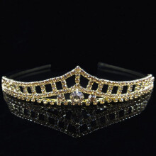 Bridal Crown Gold Crystal Tiara with Comb Elegant Retro Design for Wedding and Pageant