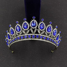 Bridal Tiara Baroque Black Crystal Wedding Crown for Women Vintage Rhinestone Prom Headpiece