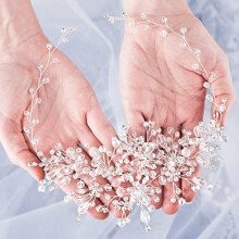 Bridal Tiara with Hair Comb Elegant Retro Wedding Crown for Women Silver Durable Alloy Frame