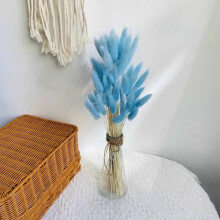 Pampas Grass Decor 30Pcs Colorful Dried Rabbit Tail Bouquet Boho Wedding and Home Centerpieces Blue
