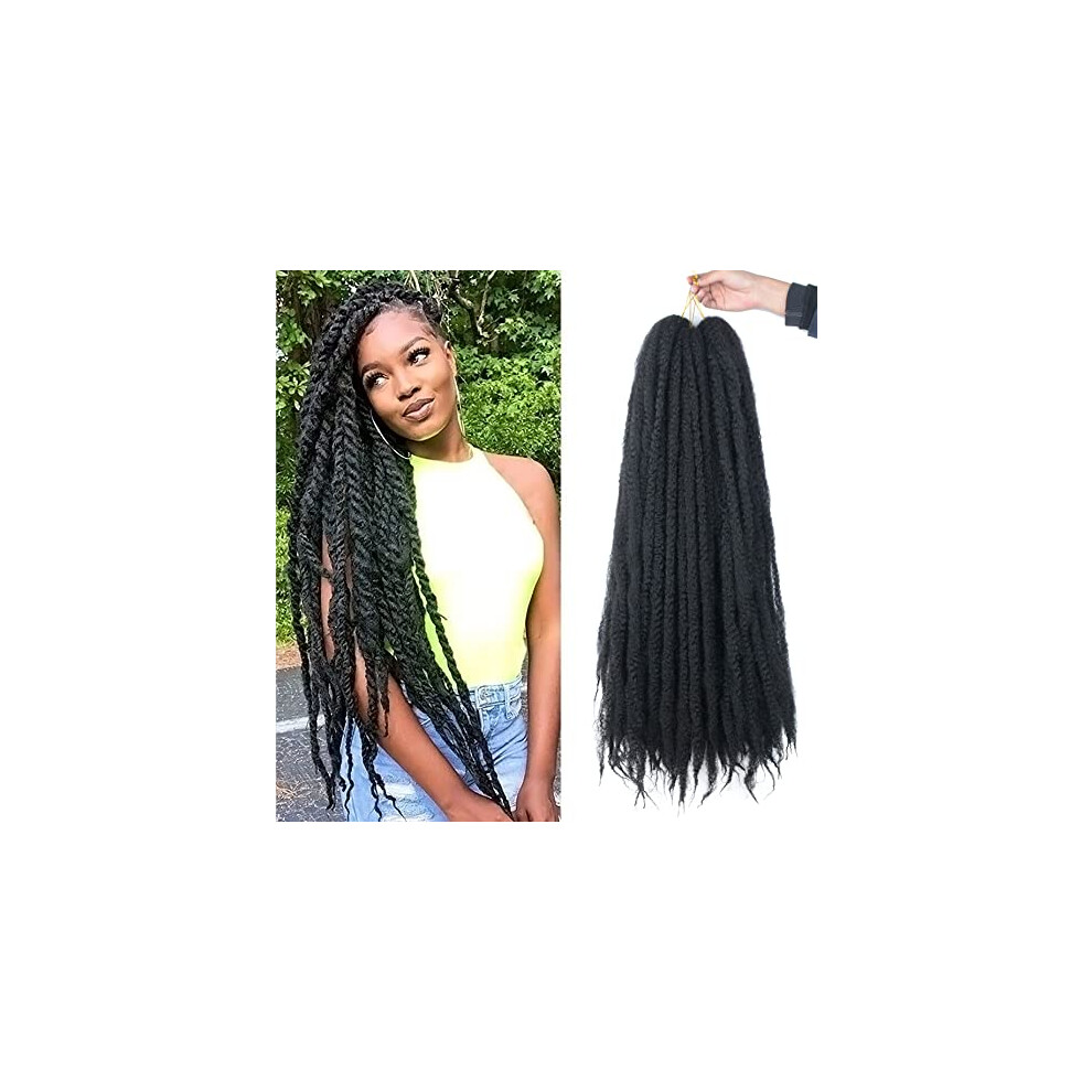 Unisex Black 36 Inch Marley Braiding Hair Extensions Synthetic Afro Kinky Twist Crochet Hair For Faux Locs