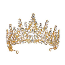 Bridal Tiara Rose Gold Baroque Design with Crystals for Wedding Bride and Prom