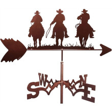 Stainless Steel Weather Vane with Cowboy Farm Scene, Accurate Wind Direction Outdoor Garden Decor