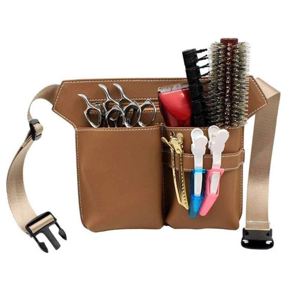 Barber Scissors Bag PU Leather Waist Tool Pouch for Salon Stylists with Organized Storage