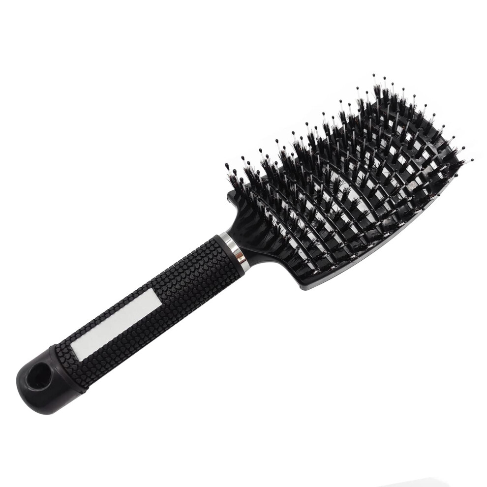 Unisex Boar Bristle Paddle Hair Brush With Antistatic Vented Design For Detangling Wet And Dry Hair
