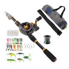 Fishing Rod and Reel Combination, Portable 6.9ft Spincast Rod with Baitcasting Reel for Fresh & Salt Water Fishing