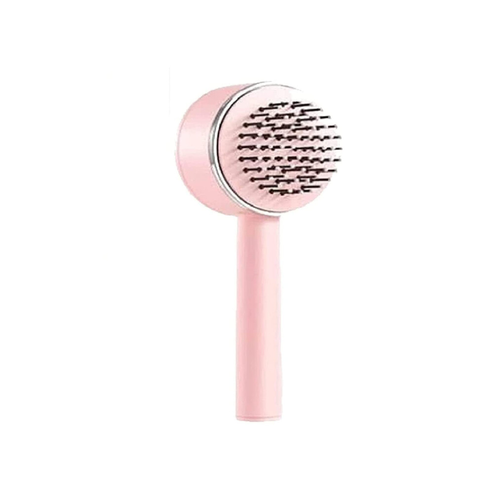 Hair Detangling Brush with One Button Hair Eject, 3D Air Cushion Scalp Massage Comb Pink