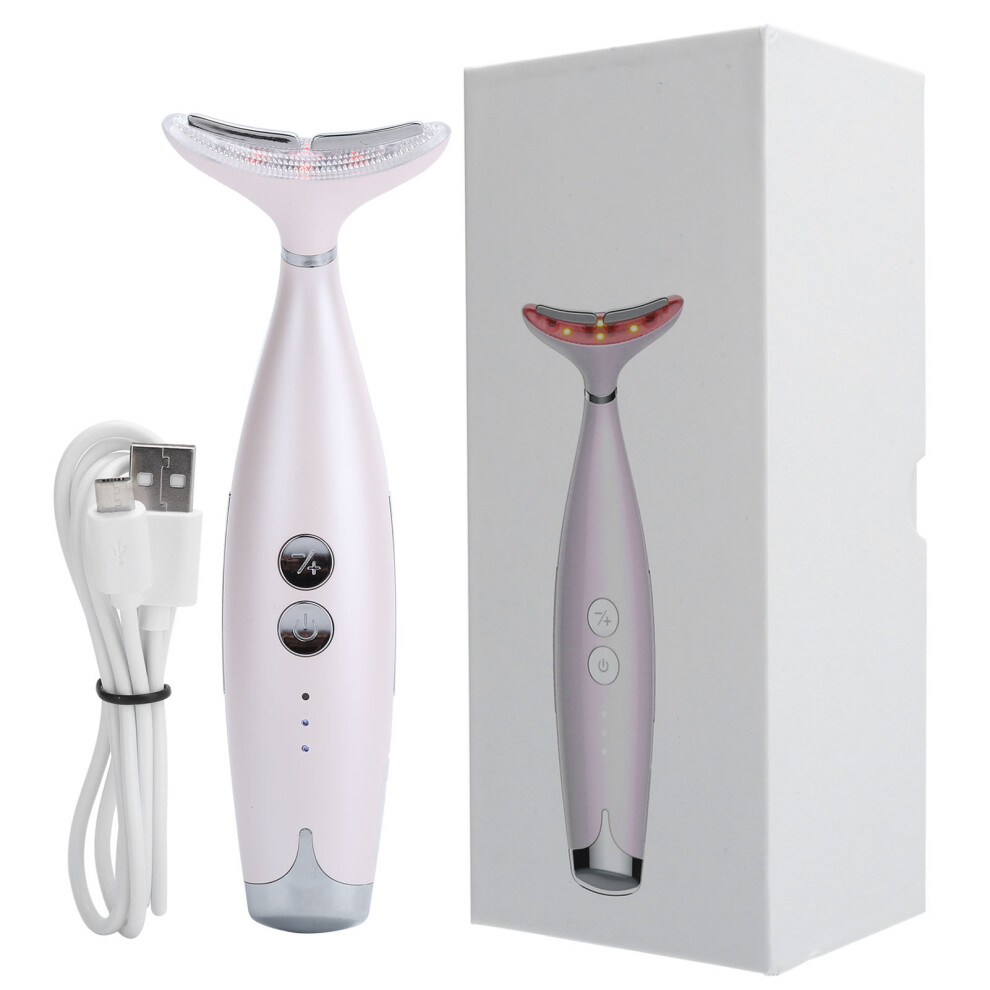 Red/Light Face Neck Beauty Device With Ems And Rf Technologies, 3 In 1 Portable Facial Massager For Skin Tightening And Lifting, Includes Therapy And