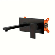 All Copper Wall Mounted Waterfall Bathtub Faucet with Hot Cold Mixer Tap Black Chrome Finish