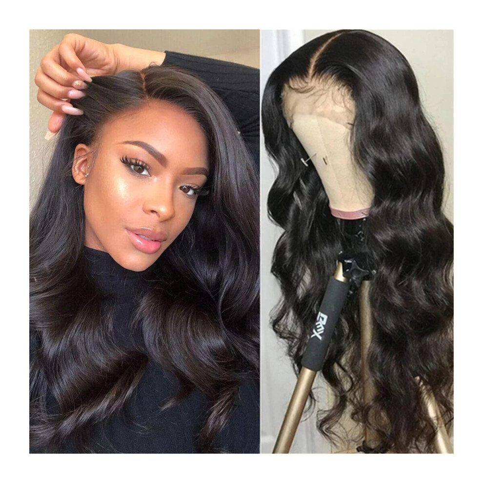 Unisex 30 Inch Body Wave Human Hair Lace Front Wig 360 Frontal Pre Plucked Brazilian Remy 150% Density