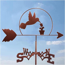 Weather Vane Outdoor Iron Garden Roof Decoration with Hummingbird Design and Rustproof Finish