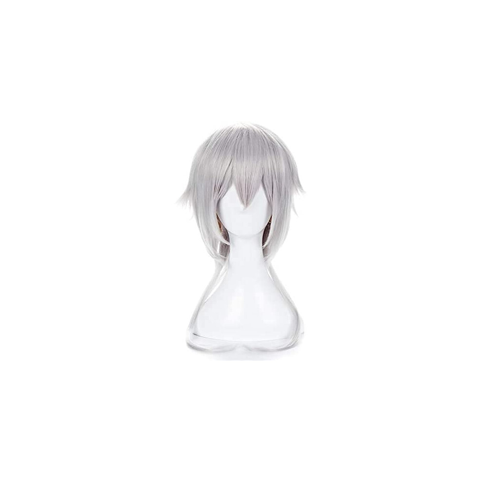 Unisex White Long Silky Cosplay Wig Synthetic Heat Resistant Realistic Texture