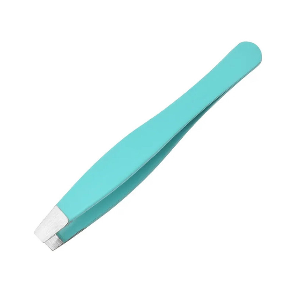 Eyebrow Tweezers Stainless Steel Blue Precision Hair Removal with Ergonomic Grip Design