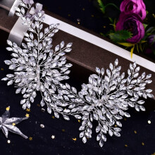 Bridal Tiara with Hair Comb Vintage Wedding Crown for Brides Elegant Alloy Headpiece Silver HP392