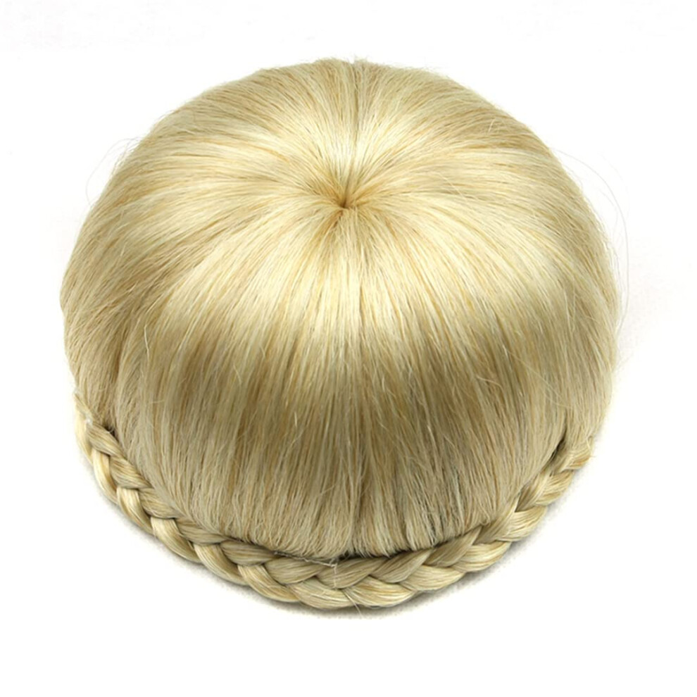 Braided Clip In Hair Bun Synthetic Hair Chignon for Women, Adjustable Elastic Donut Extension