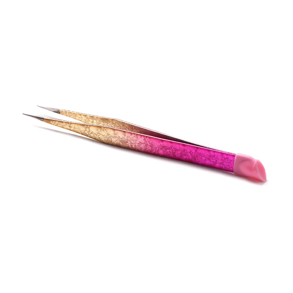 DualEnded Nail Art and Eyelash Extension Tweezers with Silicone Tip for Rhinestones and Stickers