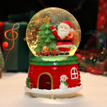 Christmas Snow Globe Lantern with Auto Snowfall, RGB Lights, Music, Battery Operated Santa Claus
