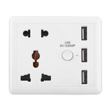 Wandlader met dubbele USB-interface, stopcontactpaneel, vlamvertragende PC-behuizing, slim stopcontact, universele spanning voor thuis en op reis,