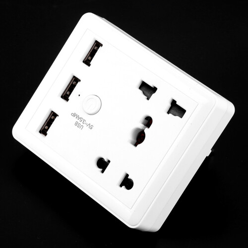 Φορτιστής τοίχου με διπλή θύρα USB, πρίζα ρεύματος, επιβραδυντικό φλόγας, κέλυφος 1