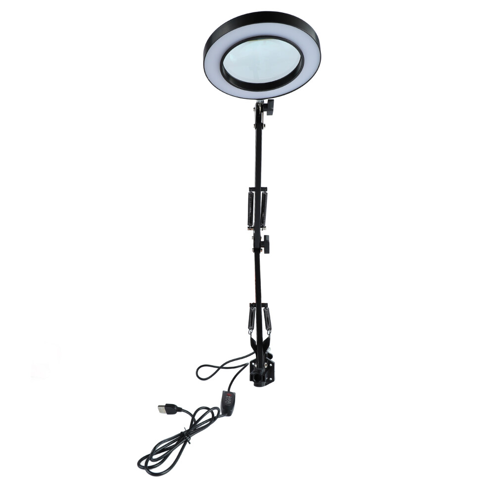 Compact 10X Magnifying Glass, Energy Saving Led Desk Lamp With Anti Glare Coat For Precision Tasks, Premium Metal And Pc Materials, Stepless Dimmable