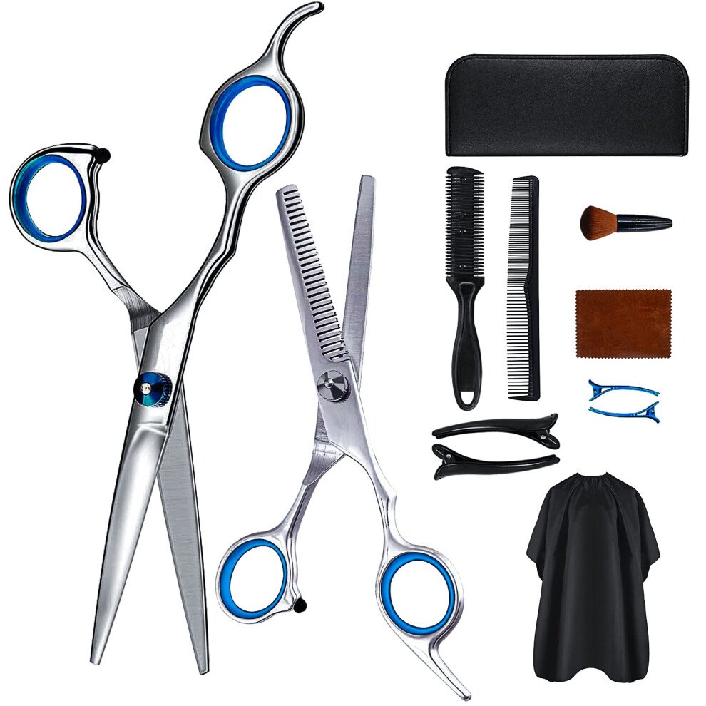 Professional Hair Cutting Scissors Set with Thinning Shears Comb Cape Stainless Steel for Salon Home