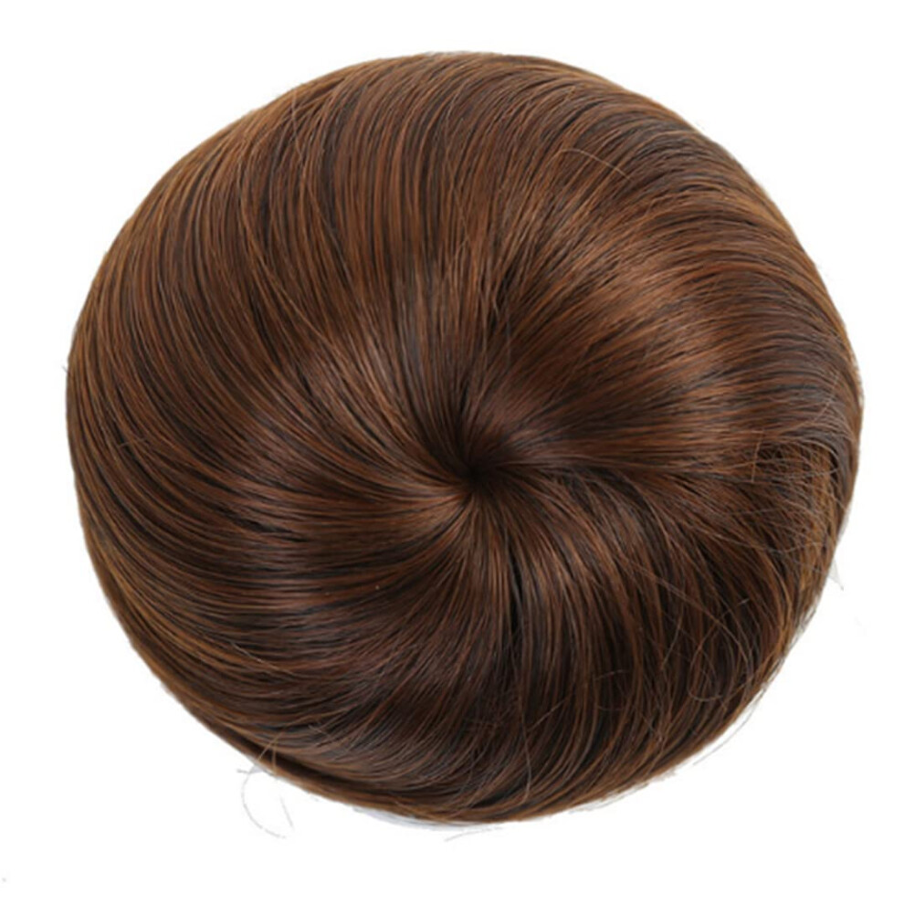 Unisex Brown Hair Bun Extension For Women Blonde Synthetic Chignon Hairpiece HeatâResistant Fiber Instant Volume Boost