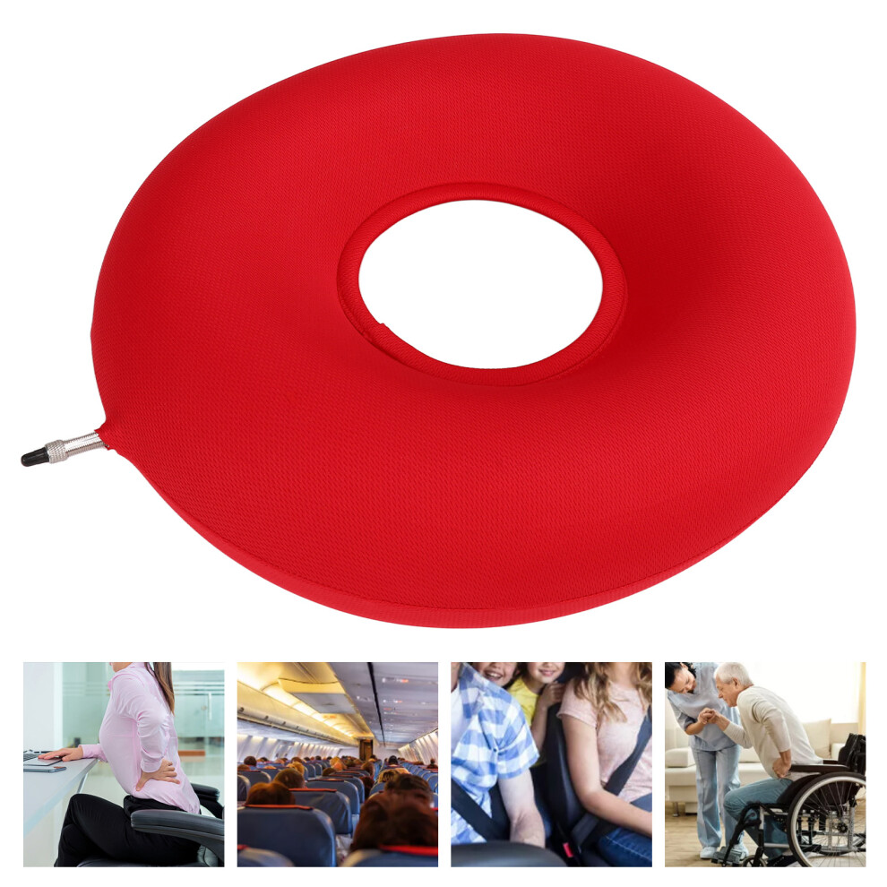 Red Thick Inflatable Donut Cushion For Bed Sores Relief, 14Inch