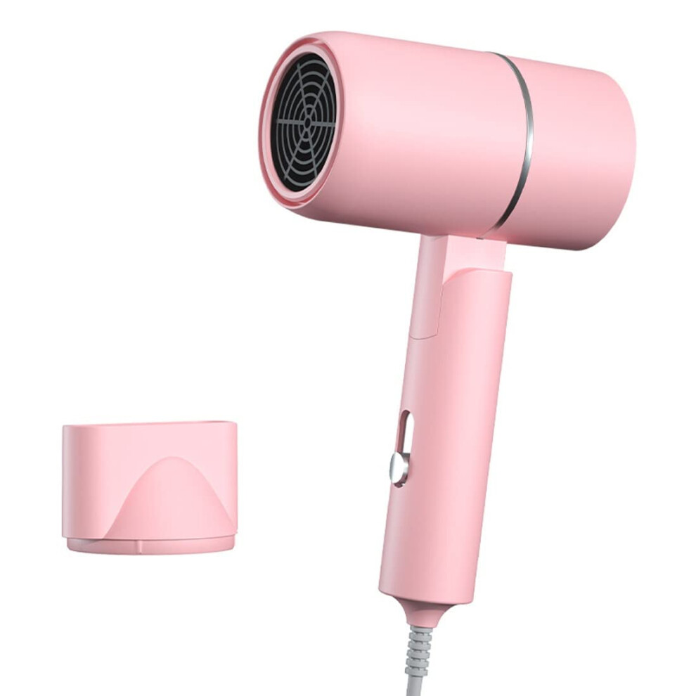 Pink Ionic Hair Dryer 1200W Fast Drying Foldable Low Noise Lightweight For Home Salon Travel
