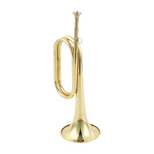 32cm Solid Brass Bugle Cavalry Trumpet with Large Diameter Bell Clear Resonant Sound Gold Finish
