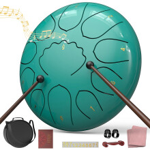 8 Inch Steel Tongue Drum Lake Blue Handpan for Meditation, Waterproof Outdoor Garden Decor with Bag and Mallets