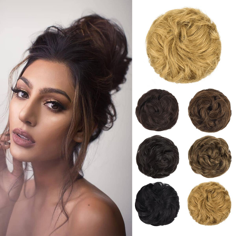 Human Hair Bun Extension for Women, Curly Messy Bun Scrunchie Updo, Natural Real Hair Volume Boost