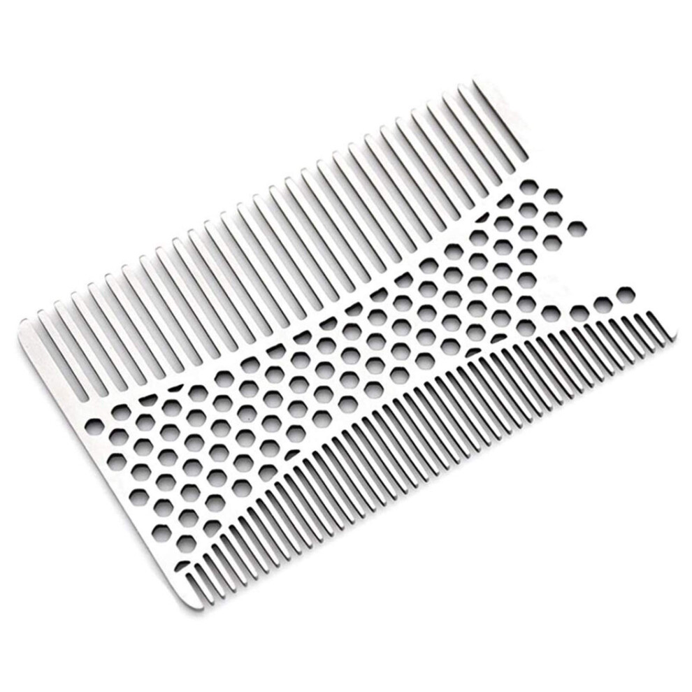 Beard Comb Stainless Steel DualSided AntiStatic Hair Comb Credit Card Size Pocket Grooming Comb