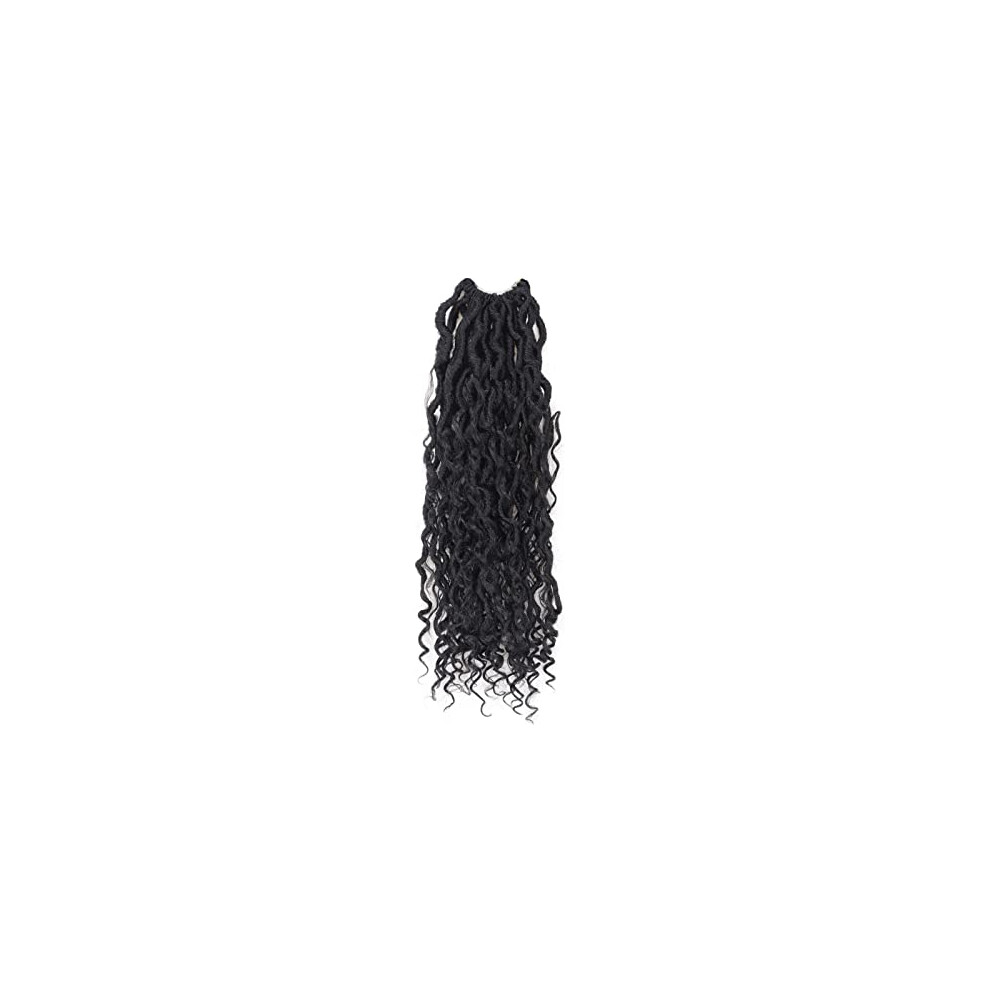 Unisex 14 Inch Goddess Locs Crochet Hair With Bohemian Curly Ends, Pre Looped Synthetic Braiding Extensions